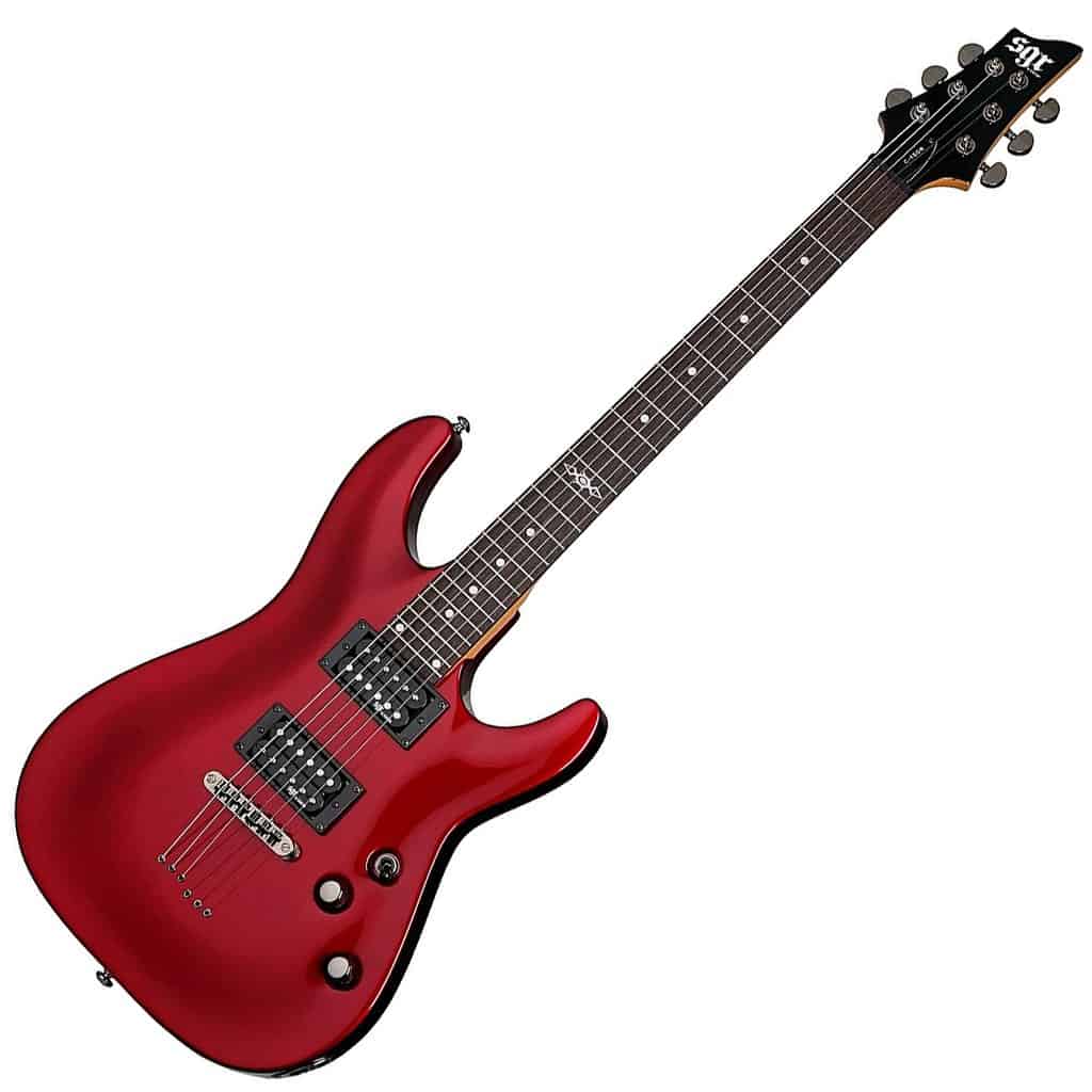SCHECTER 3823SHC C-7 SGR 7 STRING ELECTRIC GUITAR IN METALLIC RED